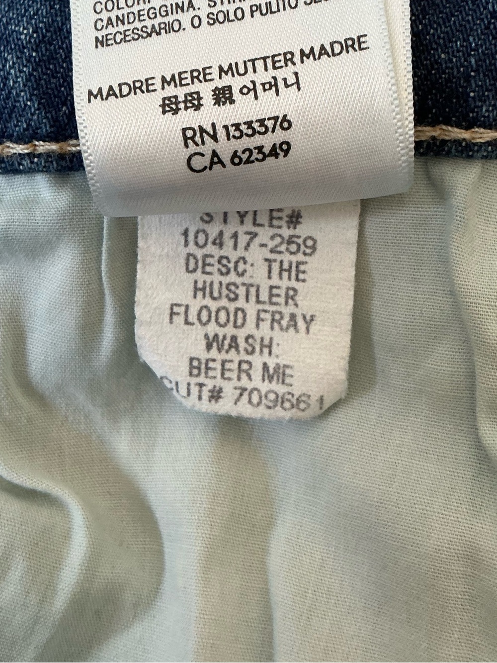 MOTHER SUPERIOR Jeans Hustler Flood Fray Beer Me Blue Size w7 - Picture 13 of 16
